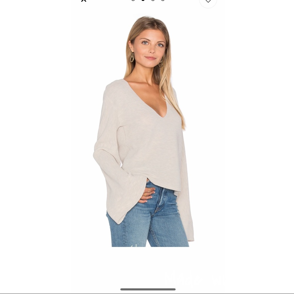 Free People Starman V Neck Bell Sleeve Sweater XS